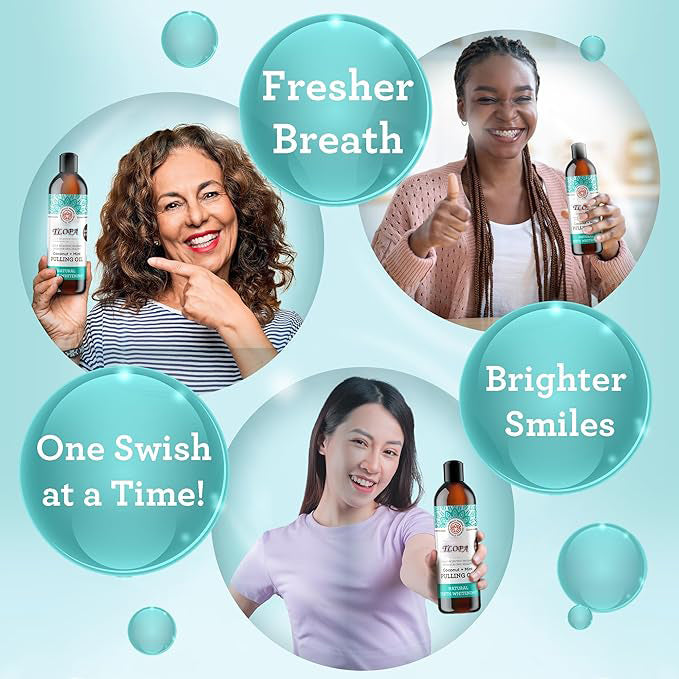 🦷🦷Teeth Whitening Coconut Oil Pulling with 7 Essential Oils and Vitamins. Remove Oral Issues